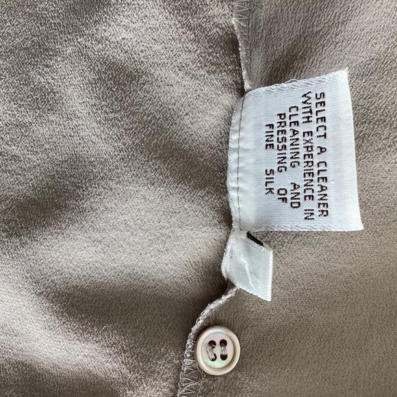 Calvin Klein Taupe Silk Button Front Blouse - Picture 7 of 7